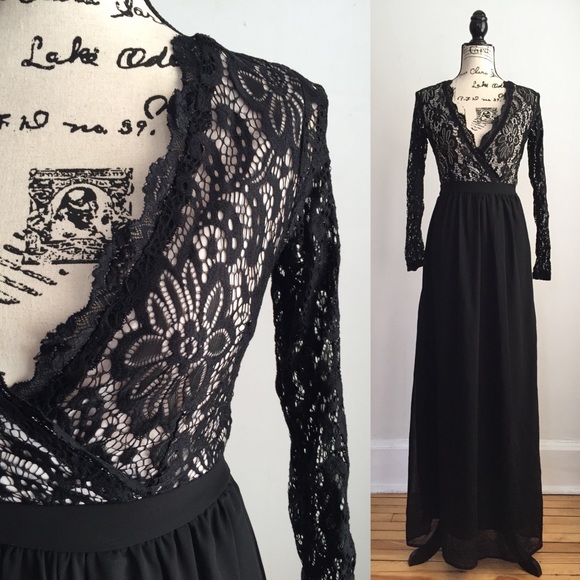 lace scallop maxi dress